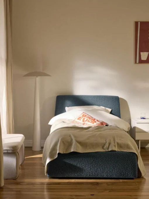 Bouclé-Einzelbett Cloud mit Stauraum