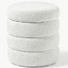 Bouclé-Hocker Alto mit Stauraum