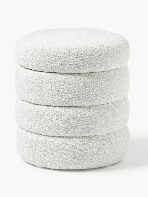 Bouclé-Hocker Alto mit Stauraum