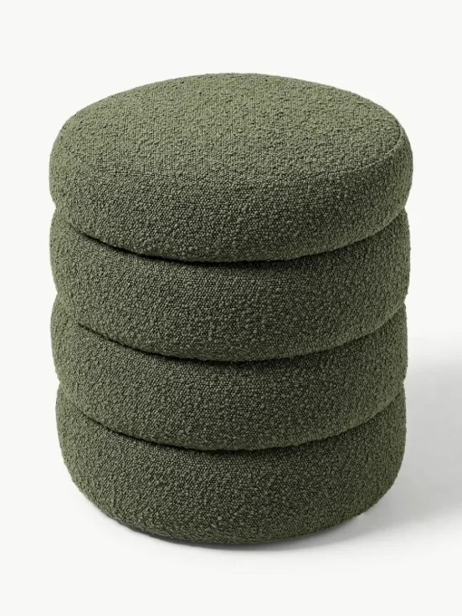 Bouclé-Hocker Alto mit Stauraum