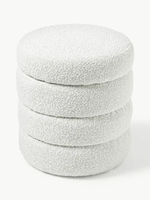 Bouclé-Hocker Alto mit Stauraum
