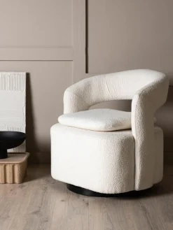 Bouclé-Loungesessel Laurel mit Drehfunktion