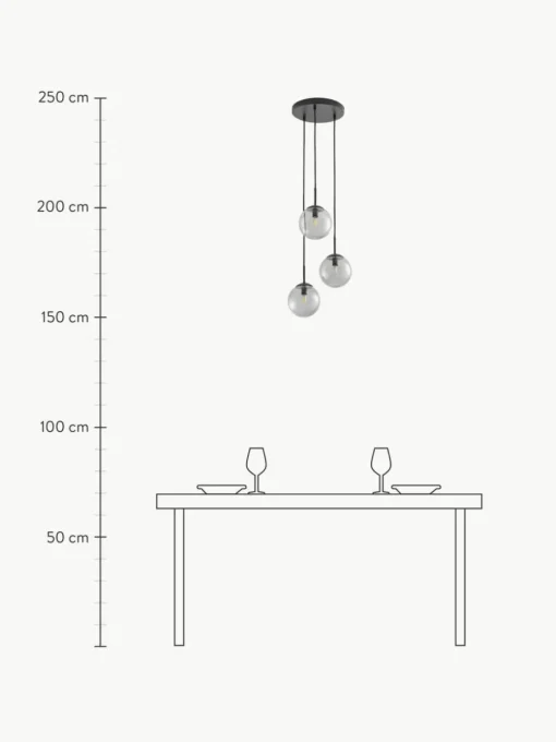 Cluster-Pendelleuchte Edie aus Rauchglas