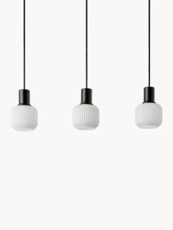 Cluster-Pendelleuchte Milford Mini aus mundgeblasenem Opalglas