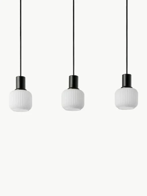 Cluster-Pendelleuchte Milford Mini aus mundgeblasenem Opalglas
