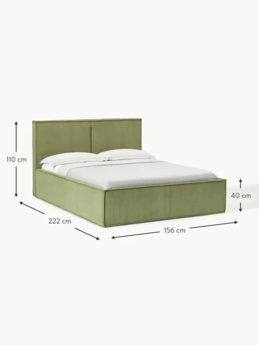 Cord-Polsterbett Dream mit Stauraum
