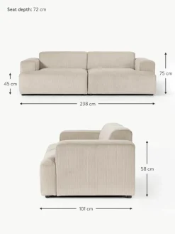Cord-Sofa Melva (3-Sitzer)