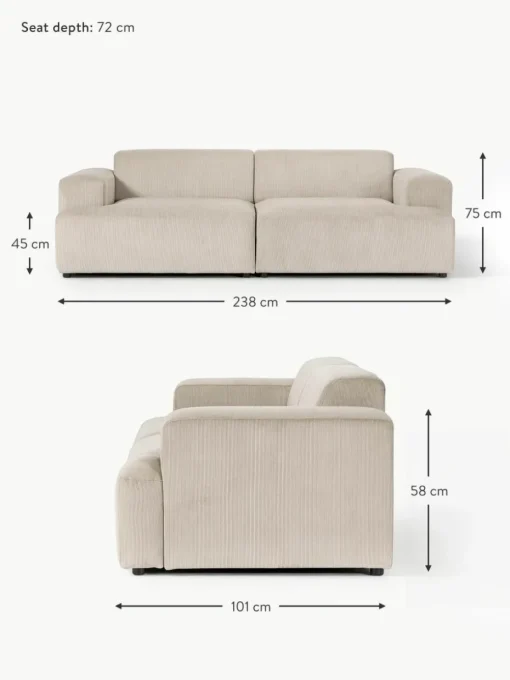 Cord-Sofa Melva (3-Sitzer)