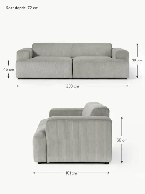 Cord-Sofa Melva (3-Sitzer)