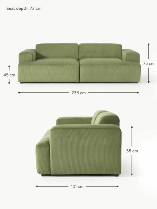 Cord-Sofa Melva (3-Sitzer)