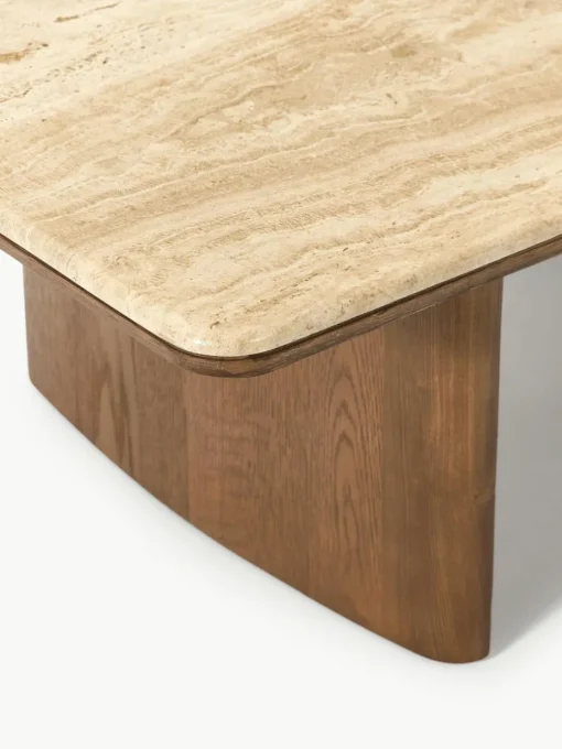 Couchtisch Chandler aus Eichenholz mit Travertinplatte