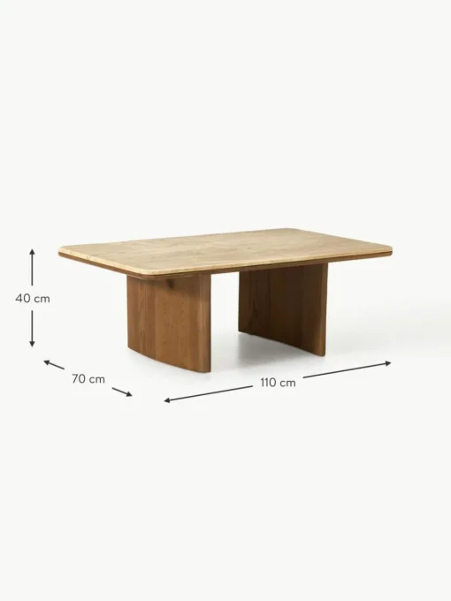 Couchtisch Chandler aus Eichenholz mit Travertinplatte
