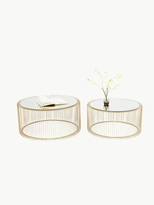 Couchtische Wire mit Glasplatte, 2er-Set