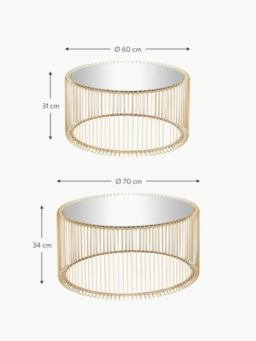 Couchtische Wire mit Glasplatte, 2er-Set