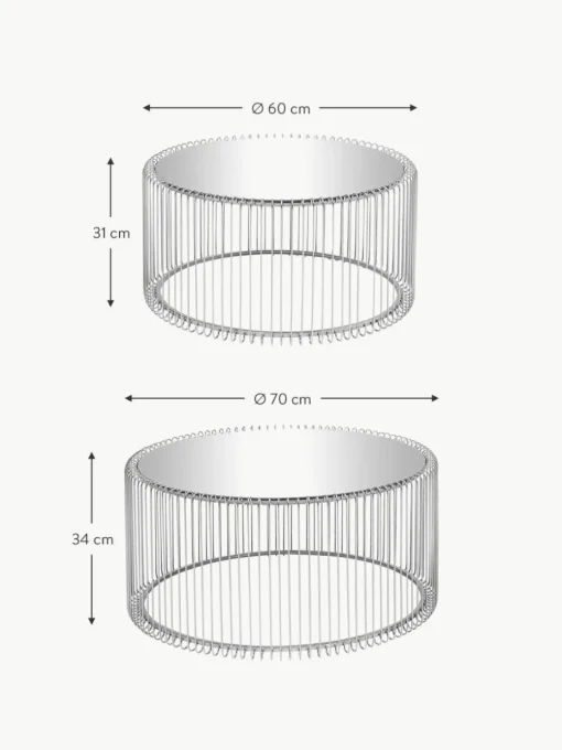 Couchtische Wire mit Glasplatte, 2er-Set