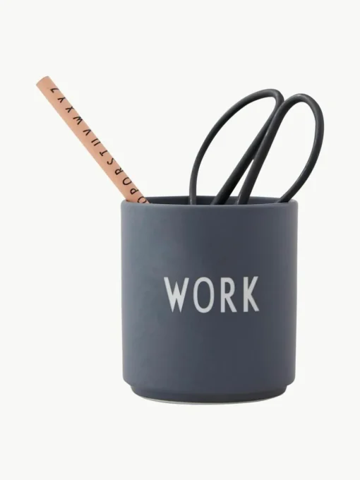 Design Becher Favourite WORK mit Schriftzug