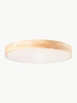 Dimmbare LED-Deckenleuchte Slimline aus Holz mit Fernbedienung