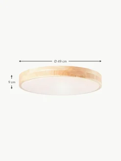 Dimmbare LED-Deckenleuchte Slimline aus Holz mit Fernbedienung