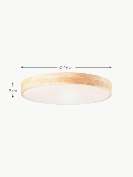 Dimmbare LED-Deckenleuchte Slimline aus Holz mit Fernbedienung