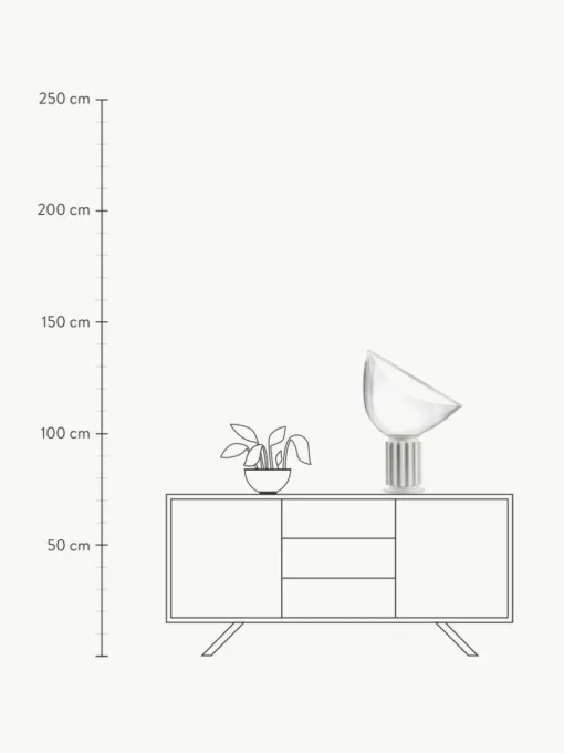 Dimmbare LED-Tischlampe Taccia aus Glas, mundgeblasen
