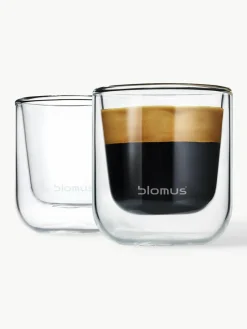 Doppelwandige Glas-Espressobecher Nero, 2 Stück