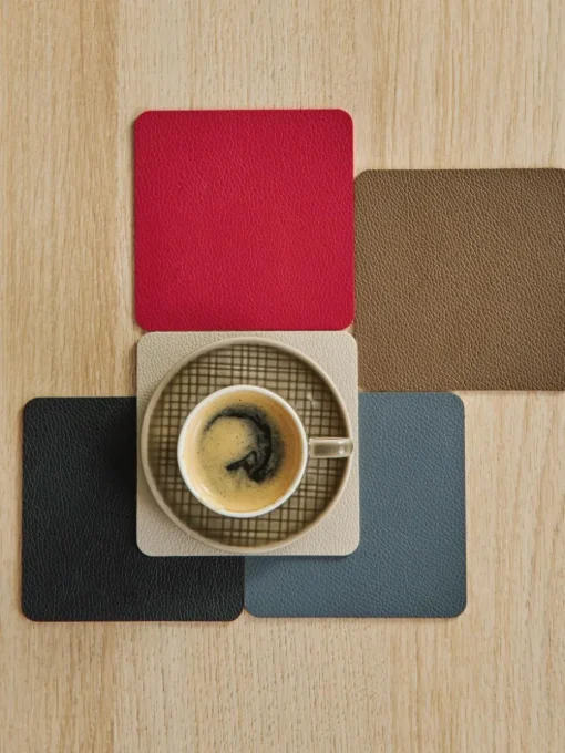 Eckige Kunstleder-Untersetzer Pik, 4 Stück