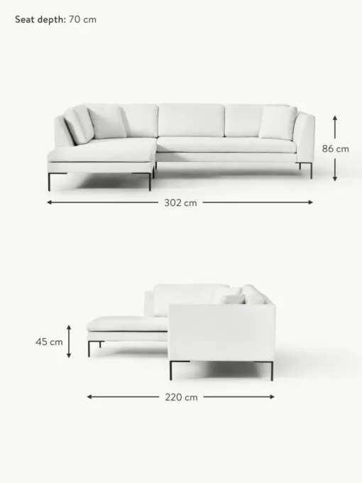 Ecksofa Emma mit Metall-Füßen