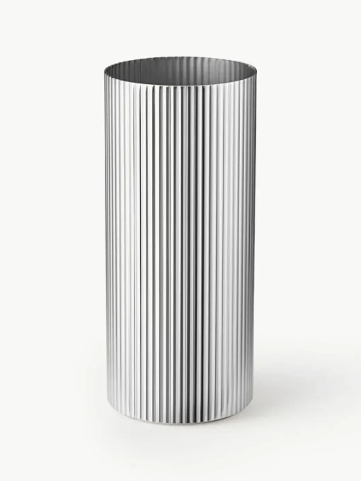 Edelstahl-Vase Bernadotte mit Rillenstruktur, H 19 cm