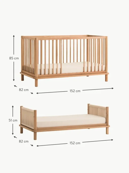 Eichenholz-Babybett Latitude mit Erweiterung zum Kinderbett, 70 x 140 cm