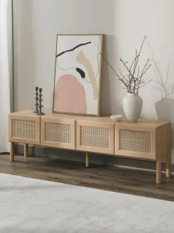 Eichenholz-Lowboard Jolie mit Wiener Geflecht