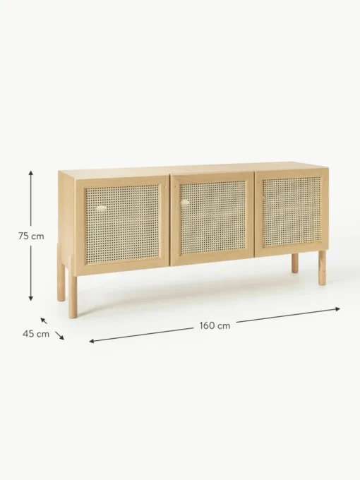 Eichenholz-Sideboard Jolie mit Wiener Geflecht