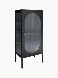 Eichenholz-Vitrine Adelaide mit Rillenglas