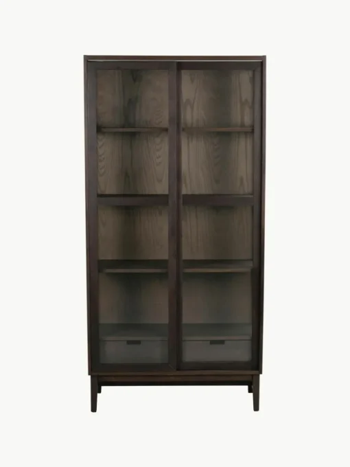 Eichenholz-Vitrine Hazelton mit Schiebetüren
