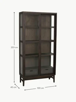 Eichenholz-Vitrine Hazelton mit Schiebetüren