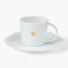 Espressotasse Heart mit Untertasse aus Porzellan