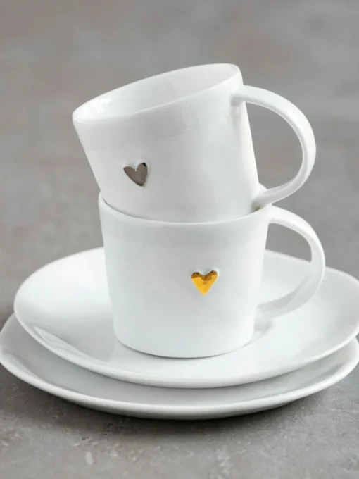 Espressotasse Heart mit Untertasse aus Porzellan
