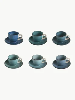 Espressotassen Baita Acqua mit Untertassen, 6er-Set