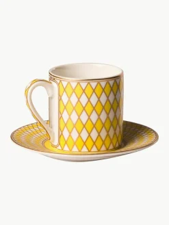Espressotassen Chess mit Untertassen, 4er-Set