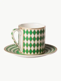 Espressotassen Chess mit Untertassen, 4er-Set