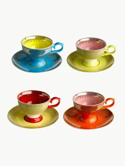 Espressotassen Grandma mit Untertassen, 4er-Set