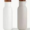 Essig- und Öl-Spender Essentials aus Porzellan und Akazienholz, 2er-Set
