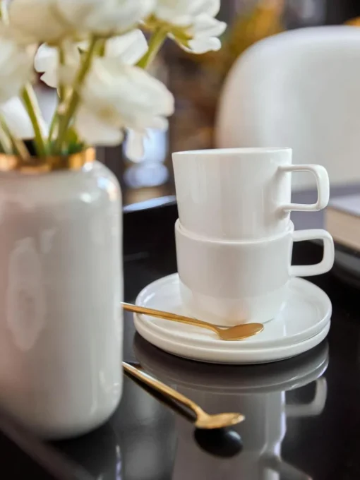 Fine Bone China Tassen Oco mit Untertassen, 6 Stück