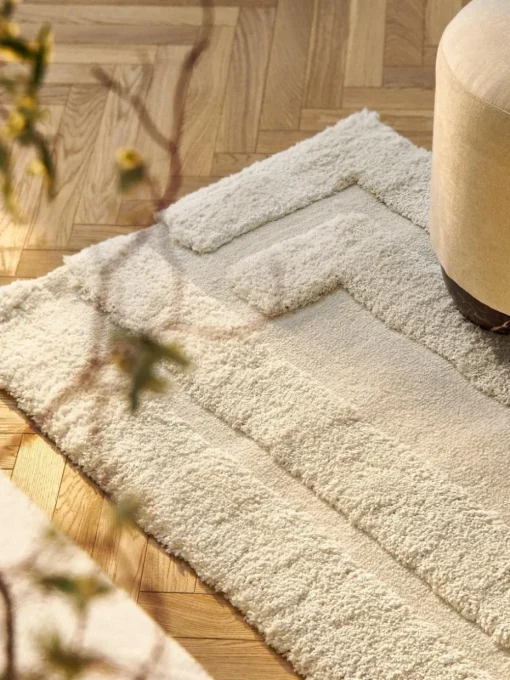 Flauschiger Hochflor-Läufer Genève mit erhabener Hoch-Tief-Struktur