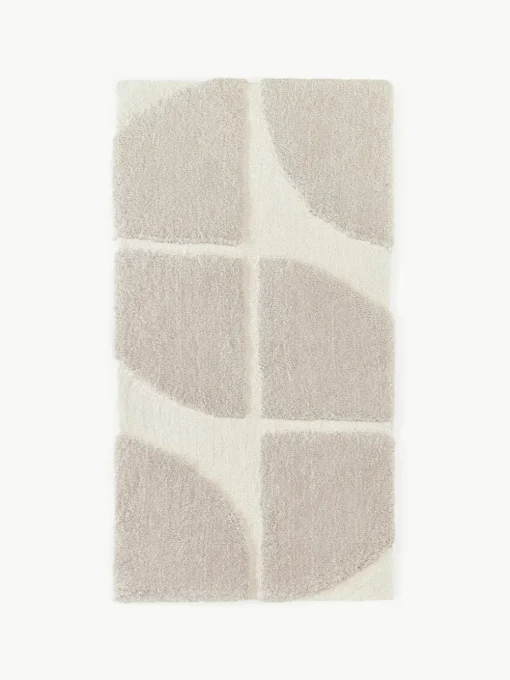 Flauschiger Hochflor-Teppich Jade mit erhabener Hoch-Tief-Struktur