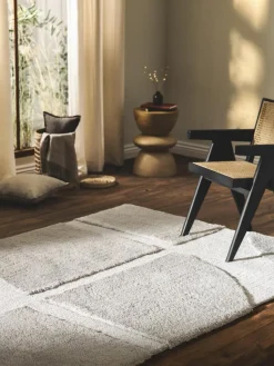Flauschiger Hochflor-Teppich Jade mit erhabener Hoch-Tief-Struktur