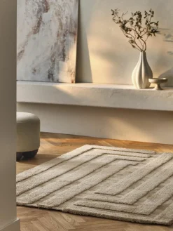 Flauschiger Hochflor-Teppich Genève mit erhabener Hoch-Tief-Struktur