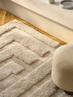 Flauschiger Hochflor-Teppich Genève mit erhabener Hoch-Tief-Struktur