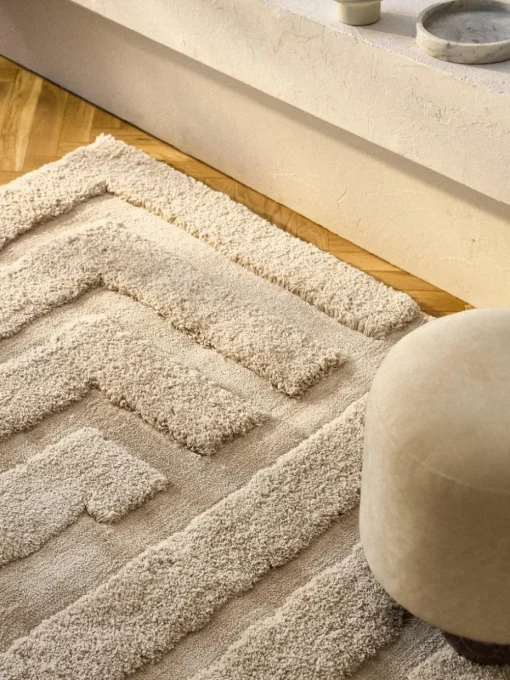 Flauschiger Hochflor-Teppich Genève mit erhabener Hoch-Tief-Struktur