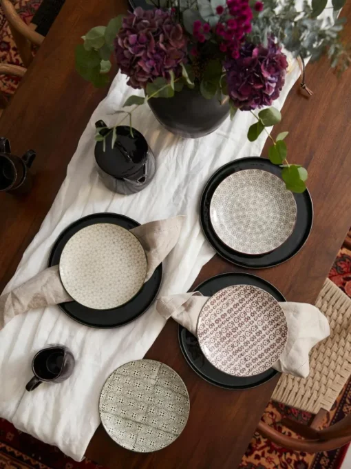 Frühstücksteller Karine mit kleinem Muster, 4er-Set