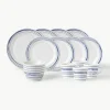 Geschirr-Set Pacific Blue aus Porzellan, 4 Personen (16-tlg.)